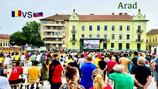 Romania and slovakia football match big screen in arad last monent of the game 🇹🇩❤️‍🔥 [upl. by Rayham278]