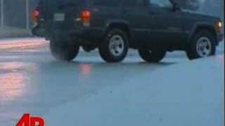 Raw Video Icy Road Has Drivers Sliding [upl. by Effy]