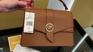 MICHAEL KORS Greenwich Medium Saffiano Leather Satchel luggage [upl. by Aissatsan]