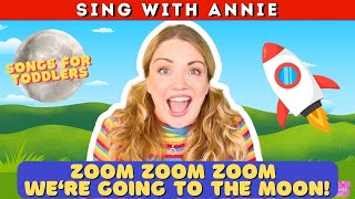 Zoom Zoom Zoom Were Going To The Moon  Songs for Kids  Lyrics  Learning [upl. by Siloa490]