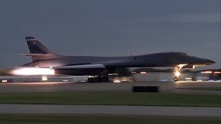 EAA AirVenture 2018  B1B Lancer AFTERBURNER Nighttime Departure [upl. by Irual]