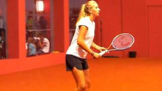 Olga Govortsova Training with Agnes Szavay  Porsche Tennis Grand Prix 2010 Stuttgart Pt 2 [upl. by Irby]