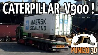 Caterpillar V900 unloading a reefer container [upl. by Buckie269]