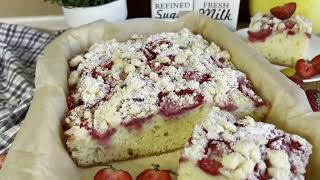 Strawberry yogurt cake with crumble [upl. by Eimme]