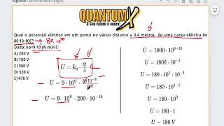 Qual o potencial elétrico em um ponto no vácuo distante a 04 metros Questões de Física  Quantum X [upl. by Marianna537]