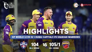 ILT20 S2  English  HIGHLIGHTS  Sharjah Warriors VS Dubai Capitals  T20 Cricket  29th Jan [upl. by Alorac]