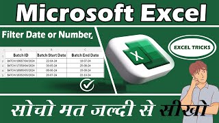 Filter Date and Number in Ms Excel  Sort Data amp Number in Excel  Filter in Excel  Excel Tutorial [upl. by Ynnaej457]