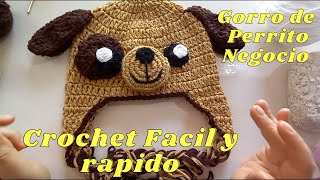 😍Crochet fácil GORRO DE PERRITO ideal para negocio o regalo paso a paso tejido🐕 [upl. by Itin]