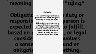 Obligation obligation meaning etymology definition origin results responsibility duty [upl. by Rosemare]