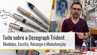 Tudo sobre a Caneta Nanquim Recarregável Desegraph Trident  Modelos Escrita Recarga e Manutenção [upl. by Idnahr]