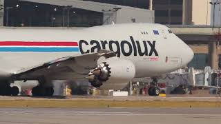 Cargolux Boeing 7478R7F Takeoff At DFW Airport W ATC [upl. by Tybie]