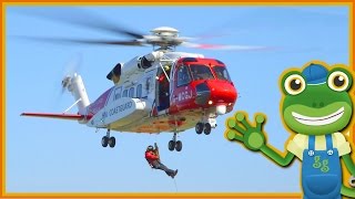 Rescue Helicopters For Children  Geckos Real Vehicles [upl. by Aicemak]