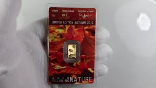 Swiss ArgorHeraeus 1 gram 9999 Gold Limited Edition Following Nature 2017 Autumn [upl. by Evonne]