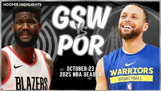 Golden State Warriors vs Portland Trail Blazers Full Game Highlights  Oct 23  2025 NBA Season [upl. by Sherar]