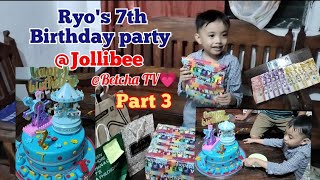 Ryos 7th Birthday Party Jollibee PART 3 betchatv2028 💗openingofgiftscake slicing [upl. by Buehler]