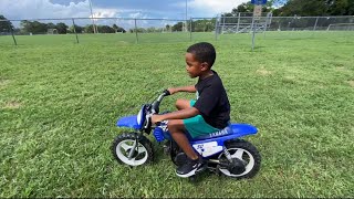 7 YEAR OLD RIDES amp STARTS A YAMAHA PW50 GAS DIRTBIKE FOR THE FIRST TIME [upl. by Arvonio525]