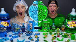 Mukbang Giant Blue Food vs Black Food Challenge 핑크 푸드 챌린지  주먹밥 교촌 허 치킨먹방 SpiderMan Hulk Frozen Elsa [upl. by Stokes]