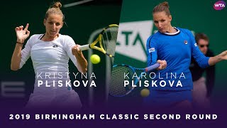 Kristyna Pliskova vs Karolina Pliskova  2019 Birmingham Classic Second Round  WTA Highlights [upl. by Eidoc]