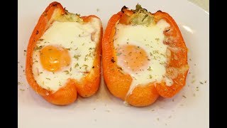 Pimientos rellenos de jamón queso y huevo  Receta fácil [upl. by Joletta]