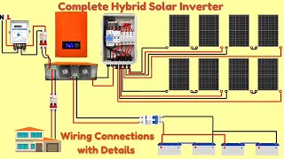 Complete Hybrid Solar Inverter Wiring Installation  How to Install at Home [upl. by Marj]