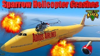 GTA V Sparrow Helicopter Best Extreme Longer Crash Compilation 60FPS [upl. by Treiber]