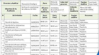 Como hacer un plan de auditoria interna iso 9001 [upl. by Geraint]