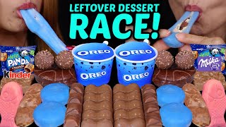 ASMR LEFTOVER DESSERT RACE BIRTHDAY CAKE BLUE MOCHI ICE CREAM OREO ICE CREAM CUP KINDER MILKA 먹방 [upl. by Heeley]