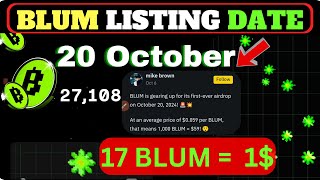 Blum Listing Date and Price  Blum Airdrop Price Leaked  Blum Airdrop Withdraw Bank Account [upl. by Ive437]