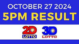 5pm Lotto Result Today October 27 2024  PCSO Swertres Ez2 [upl. by Earaj980]