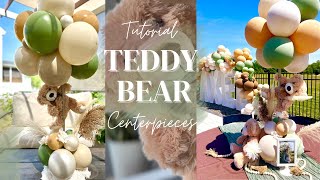 How To Boho Teddy Bear Baby Centerpieces  Balloon Pole Wrap Tutorial custom color [upl. by Lisk]