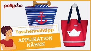 Taschen nähen 10 Applikation aus Stoff oder Kunstleder aufnähenapplizieren [upl. by Sandeep]