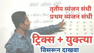 व्यंजन संधी ट्रिक्स  प्रथम व्यंजन संधी ट्रिक्स  तृतीय व्यंजन संधी ट्रिक्स  Sandhi tricks  marath [upl. by Burtie]