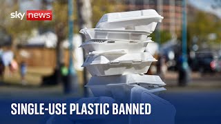 Singleuse plastic ban comes into force in England [upl. by Ayenet]