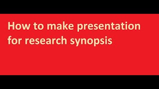 How to make prepare research synopsis presentation in urdu and hindi [upl. by Helen]