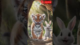 🐰Rabbit Rescues A Baby Tiger rabbit kitten cute youtubeshorts funny ai story cartoon [upl. by Luedtke]