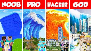 Minecraft TSUNAMI HOUSE BUILD CHALLENGE  NOOB vs PRO vs HACKER vs GOD  Animation [upl. by Naimad]