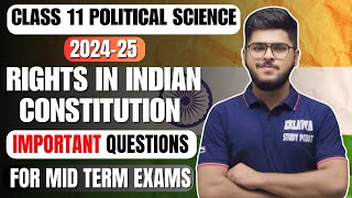 Rights in Indian constitution class 11 political science chapter 2 most important questions 202425 [upl. by Ohare]