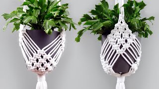 DIY Macrame Plant Hanger Easy NEW Diamond Design [upl. by Lewes765]