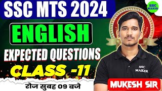 SSC MTS 2024  SSC MTS English Class 11  SSC MTS English Expected Questions English by Mukesh Sir [upl. by Damiano]