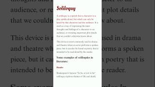 Literary term  Soliloquy  English Literature notes  shorts youtubeshorts [upl. by Conroy]