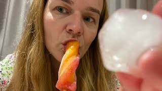 ASMR  sharing an ice pop sickleice lolly with you and cooling you with ice [upl. by Ventura]