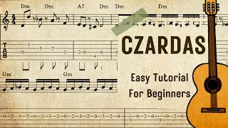 CZARDAS  Vittorio Monti  Guitar Tabs for beginners [upl. by Nniuq]