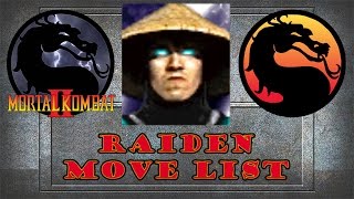 Mortal Kombat 2  Raiden Move List [upl. by Ailiec]