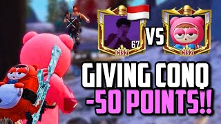 GIVING CONQUERORS 50 POINTS WITH BAZZI SET  PUBG Mobile [upl. by Ernesta]