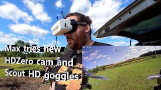 Max tries Fatshark Scout HD Goggles with the new HD Zero Runcam for Shark Byte [upl. by Ellehsad]