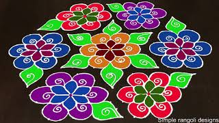 Happy New Year 21 to 11 Beautiful Rangoli  Kolam Design Colourful muggulu peddavi  Rangoli5 [upl. by Foskett]