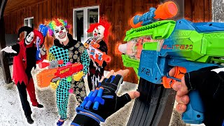 NERF WAR  Killer Clowns take over my entire life [upl. by Harifaz]