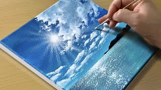 Easy way to Draw a Seascape  Acrylic Painting for Beginners [upl. by Htebasyle]