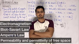 Ampere’s law  Biot Savart Law  permeability and permittivity of free space  Electromagnetism [upl. by Yaresed706]