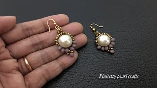 How To Make Rondelle Beaded EarringsLarge Pearl EarringsSimple And Easy TutorialBeaded Earrings [upl. by Kingdon880]